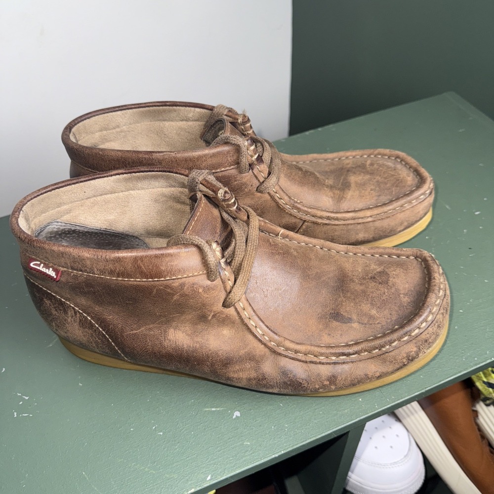 Clarks Men's Stinson Hi Beeswax Brown Leather Lace Up Chukka Boots Size 9M